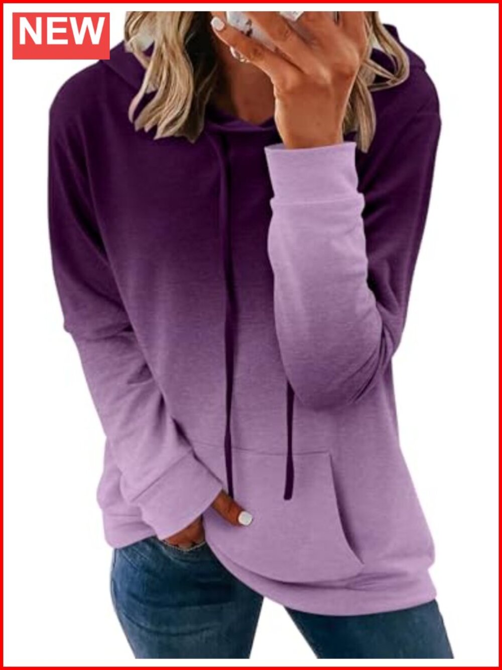 Womens Hooded Sweatshirt Drawstring Pullover Casual Comfy